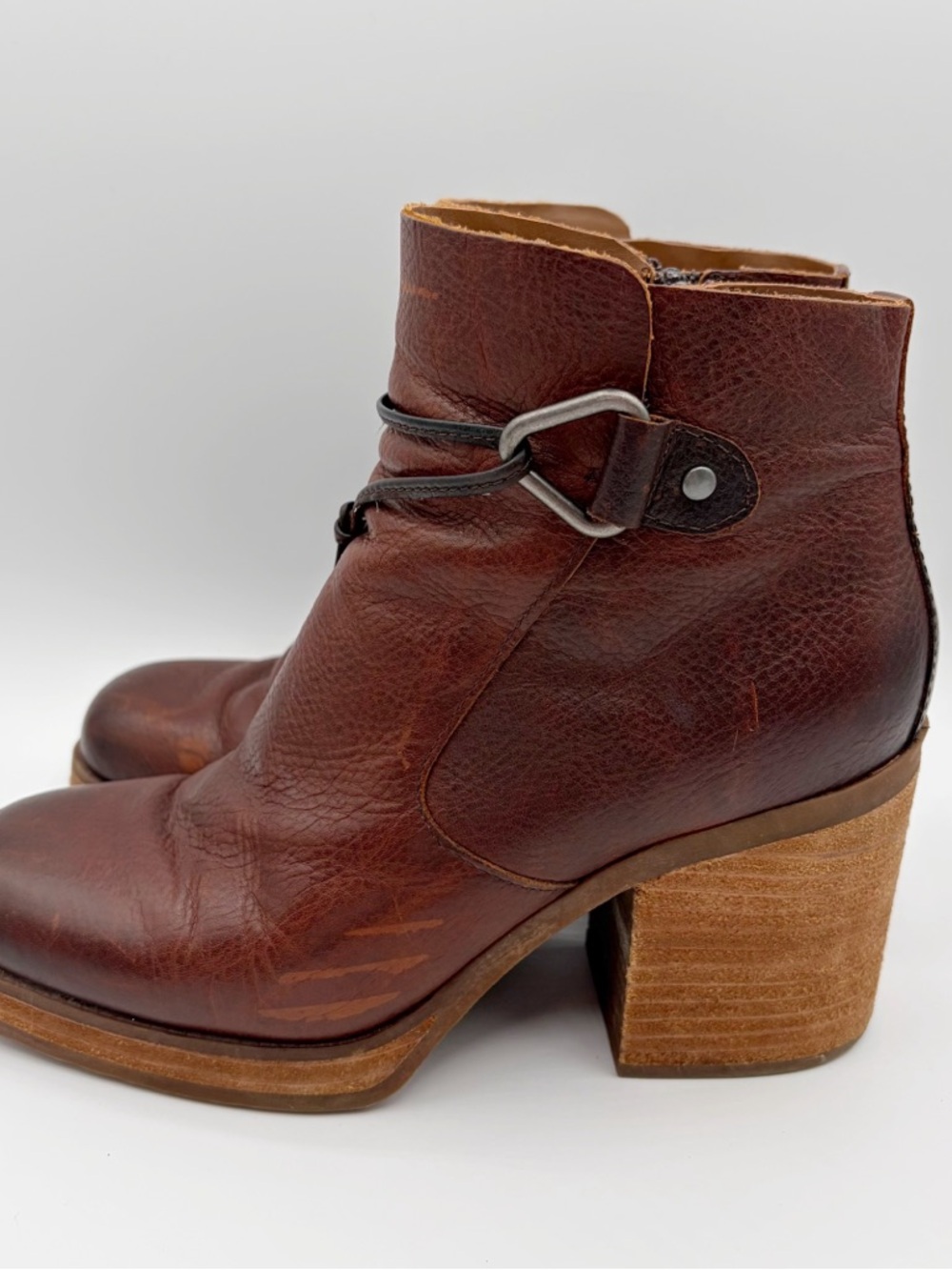Korks By Kork-Ease Mertle Platform Square Toe Heel Ankle Boot Size 8 Oxblood - Picture 3 of 14